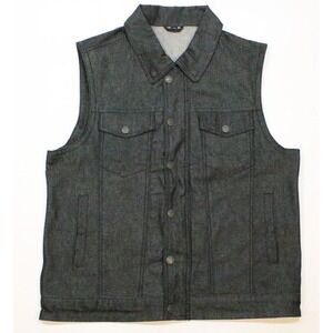 Rook by FMC First Mfg Co Black Denim Conceal Carry CCW Motorcycle Vest Men's XL